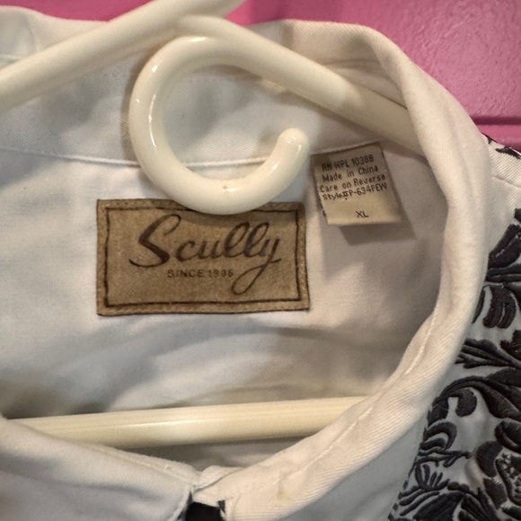 Scully Black and White Dress Shirt with Ornate Print and Pearl Snap - XL - Picture 2 of 5